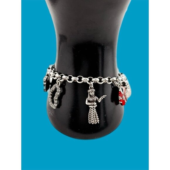 Vintage Brighton Hawaii Themed Enamel Charm Bracelet 8" Adjustable- Hulu Girl - Picture 2 of 6